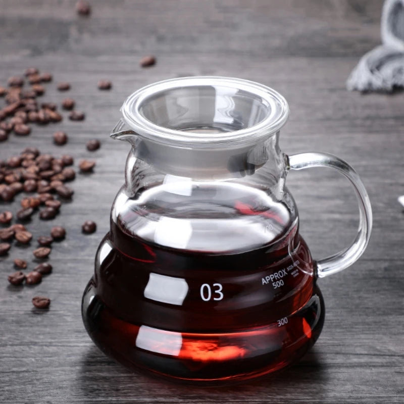 Cafetera de Vidrio Resistente al Calor con Tapa – 360 ml / 600 ml / 800 ml | Tetera Transparente para Café o Té