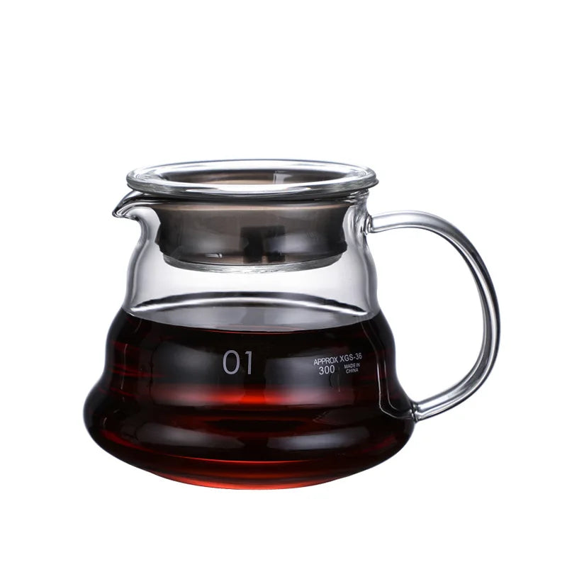 Cafetera de Vidrio Resistente al Calor con Tapa – 360 ml / 600 ml / 800 ml | Tetera Transparente para Café o Té