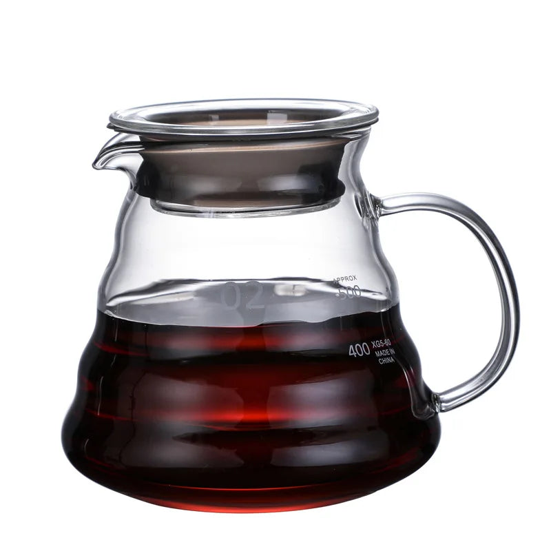 Cafetera de Vidrio Resistente al Calor con Tapa – 360 ml / 600 ml / 800 ml | Tetera Transparente para Café o Té