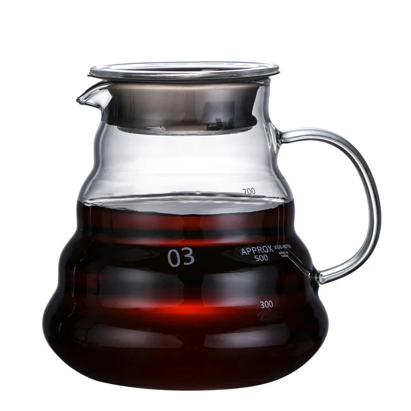 Cafetera de Vidrio Resistente al Calor con Tapa – 360 ml / 600 ml / 800 ml | Tetera Transparente para Café o Té