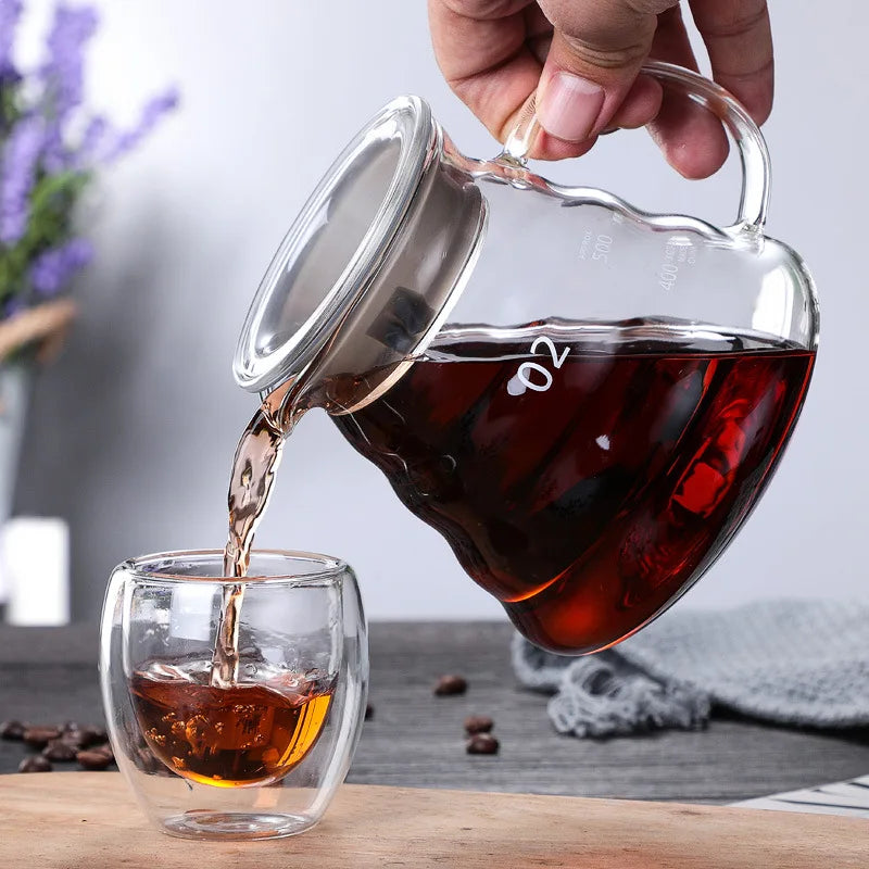 Cafetera de Vidrio Resistente al Calor con Tapa – 360 ml / 600 ml / 800 ml | Tetera Transparente para Café o Té