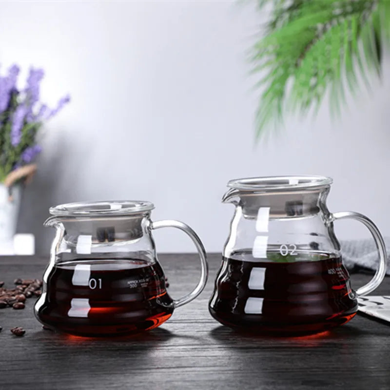 Cafetera de Vidrio Resistente al Calor con Tapa – 360 ml / 600 ml / 800 ml | Tetera Transparente para Café o Té